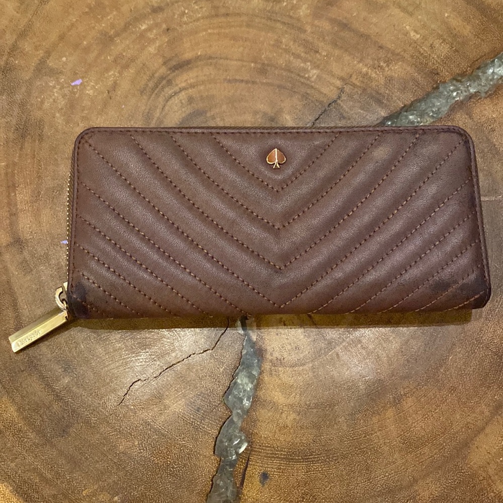 Brown Kate Spade zipper full length wallet
